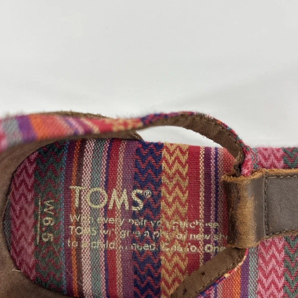 Toms Leather & Textile Sandals Women's 6.5 Boho Bohemian Tribal Southwestern